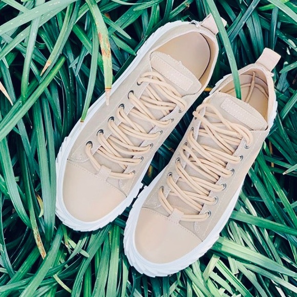 pale pink leather sneakers